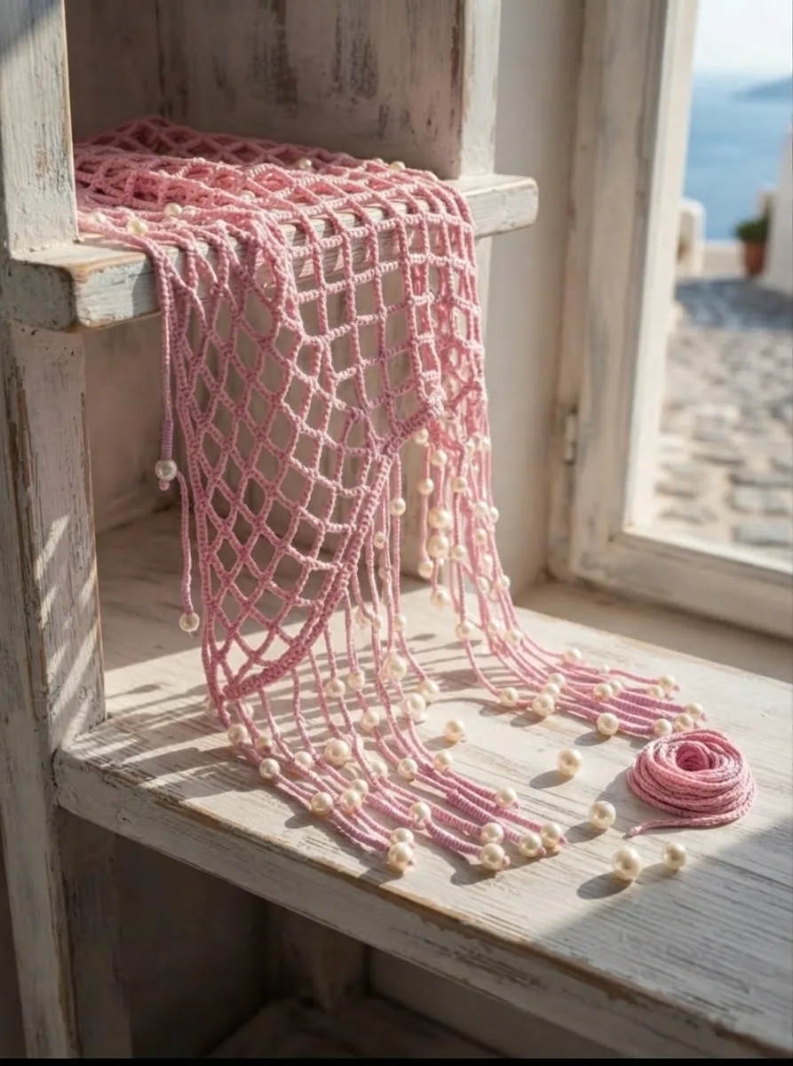 Pearl Cascade Crochet Bandana